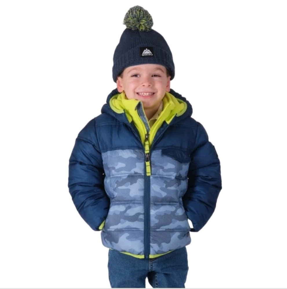 Snozu Kid's  Boy's Puffer Winter Jacket With Hood And Polar Lining